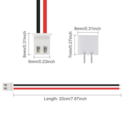 10Pairs JST-XH Connector Kit, XH 2.54mm 2 Pin Header Male and Female Connectors Plug Adapter with Flat Wire Cable 200mm 26AWG Compatible with JST XH (2P) - color: 2P