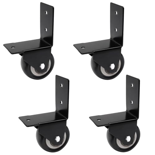 4 Pack Side Mount Casters Wheels,1.5in L-Shaped Directional Castor Wheel | PU Rubber Silent Roller,Heavy-Duty Furniture Moving Wheels Load-Bearing 120kg/265lbs for Beds Cabinets Tables