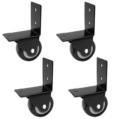 4 Pack Side Mount Casters Wheels,1.5in L-Shaped Directional Castor Wheel | PU Rubber Silent Roller,Heavy-Duty Furniture Moving Wheels Load-Bearing 120kg/265lbs for Beds Cabinets Tables