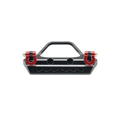 Details RC Aluminum Alloy Front Bumper with Red Shackles for Axial SCX30 Jeep Wrangler, 1/30 Scale RC Car Upgrade Part (Black) - color: Black