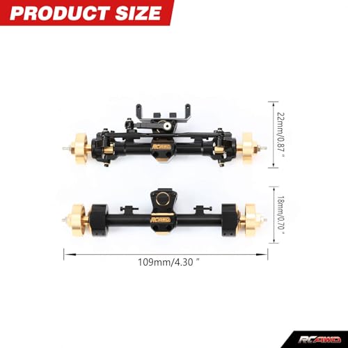 RCAWD Full Metal Front Rear 12mm Longer Portal Axles Assemblies for Axial SCX24 AXI90081 AXI00001 AXI00002 AXI00005 AXI00006 Portal Axle Upgrade Parts(Black)