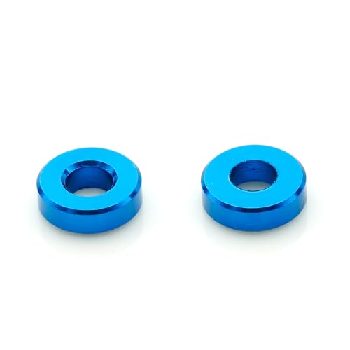 Aluminum Front Steering Cup Spacer Set for Tamiya TT-02 | 6-piece CNC-machined aluminum set; replaces the matching front steering knuckle and axle cup spacers on Tamiya TT-02