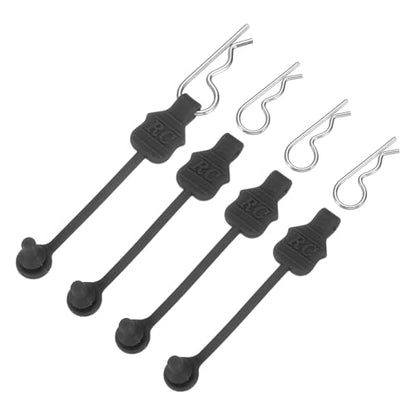 MECCANIXITY 4 Pcs RC Body Clip Retainers, 1.2mm Rod RC Clips Shell Fixed Buckle Lock Springy R Pins Shell Replacement Parts for All 1/8 1/10 Scale Model Car Crawler Truck(Black/Silver) - color: Black Tab Silver Clip