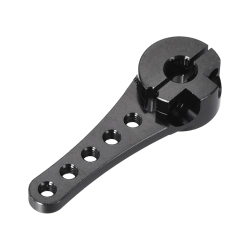 MECCANIXITY 3 Pcs Aluminum Servo Horn Long 25T Steering Arm 46mm Length Black Suitable for DIY RC Car/Boat/AirplanesBoat Model Accessories with M2.5 Screws - color: Black
