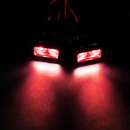 2pcs 18MM Square Led Light Headlight Spotlight for TRX-4 TRX6 SCX10 | 90046 D90 CC01 Wraith Redcat Gen8 1/10 RC Car Upgrade Parts Red Lamp - color: Red
