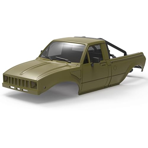 SCX24 Body, 1/24 Pickup Hard Body Shell with Bed Rack, RC Truck Body for Axial SCX24 C10 Bronco Wrangler Base Camp 4Runner, Scale RC Crawler Accessories (Yellow) - color: Yellow
