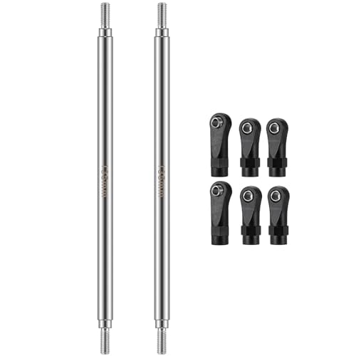 2Pcs Stainless Steel Link Rod Linkage Plastic Link Rod End，135mm | 55mm-155mm，Upgrade Parts，For Axial 1/10 SCX10 TRX4，RC Crawler Car - style: 135mm