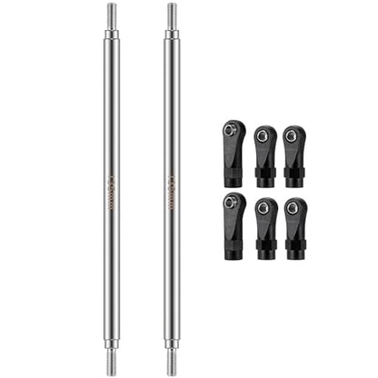 2Pcs Stainless Steel Link Rod Linkage Plastic Link Rod End，135mm | 55mm-155mm，Upgrade Parts，For Axial 1/10 SCX10 TRX4，RC Crawler Car - style: 135mm