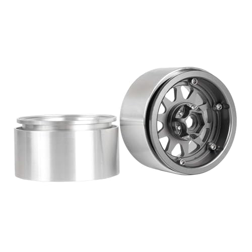 Aluminum 2.2" Beadlock Wheel Offset -10mm Metal Rims for SCX10 RR10 TRX4 VS4-10 Gen8 1/10 RC Crawler Car Upgrade Parts (10-Spoke, Gray) - color: 10-spoke, Gray