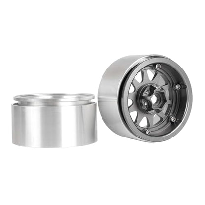Aluminum 2.2" Beadlock Wheel Offset -10mm Metal Rims for SCX10 RR10 TRX4 VS4-10 Gen8 1/10 RC Crawler Car Upgrade Parts (10-Spoke, Gray) - color: 10-spoke, Gray