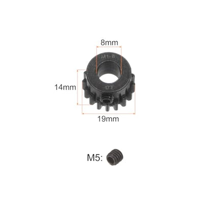 uxcell Mod 1 17T Pinion Gear 8mm Bore Hardened Steel Motor Rack Spur Gear for RC Car Truck Gear Drive
