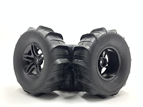 Beach 1/10 Scale 1.9" Beach/Snow Off Road Crawler Truck Wheels and Tires 108mmx37mm 4 Pack Hex 12mm NO Glued for 1/10 Scale RC Truck D90 D110 CC01 CR01 TRX4 TRX6 CROSSRC AXIAL SCX10