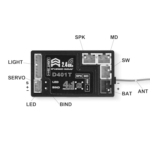 Orlandoo Hunter D4L Receiver, Model D401E Car Sound and D401T Truck Sound, 4-in-1 (D401T)