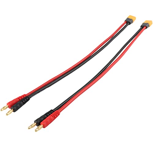 2pc XT60H Male Cables Connector Plug to 4mm Banana Plugs Battery Charge Lead Adapter Cable for RC Helicopter Quadcopter XT60 Lipo Battery Plug Charge 12AWG 30CM