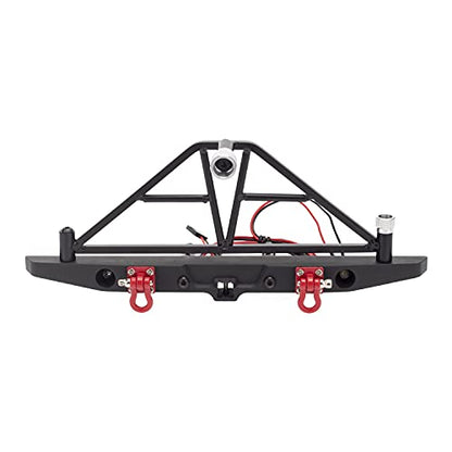 Aluminium Alloy Anti-Collision Front/Rear Bumper Protective Bar with LED Lights Compatible with Axial SCX10 90046 TRX-4 SCX10 iii AX103007 1/10 RC Crawler Car Upgrade Parts (Rear Bumper) - style: Rear Bumper