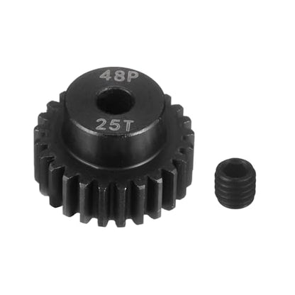 MECCANIXITY 48P Hardened Steel Pinion Gear, 26T 3.175mm Shaft Metal Motor Gear with Hex Key for RC Brushless Brush Motor Model Car Replace(Black) - size: 26T