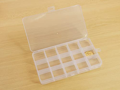 8 Pack 15 Grids Plastic Bead Organizer Box 6.8 * 3.86 * 0.87 inches Clear Storage Container Jewelry Case with Fixed Dividers for Rings, Earrings, Nail Art, DIY Crafts, Fishing Tackles - size: 8pcs 15 Grids Box