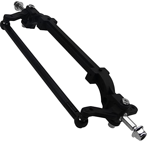 Metal Front Axle Steering Link Rod Pole Wheel Axle Compatible with Tamiya 1/14 RC Tractor Truck (Black) - color: Black