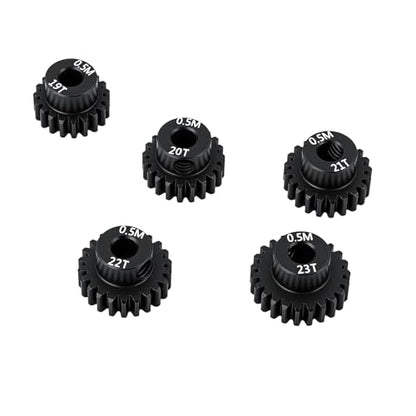 Hardened Steel 0.5 Mod 19T 20T 21T 22T 23T Pinion Gear 3.175mm Bore with 2.3mm Adapter Shaft for Arrma 1/14 Typhon 1/16 Mojave 1/18 Granite Grom Losi 1/12 Motor Gear