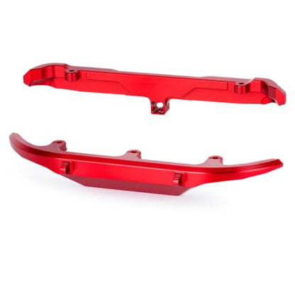 Aluminum Front & Rear Bumper Set for 1/30 Scale RC Crawler Chassis, CNC Upgrade Bumpers with Mounting Screws (Black/Red) (Red) - color: Red