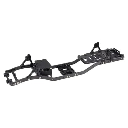 Rc Frame Chassis Parts For SCX10 1/10 Carbon Fiber Rails Metal Brace Skid Plate Adjustable Shock Mount Tray Chassis Set Rc Car Accessories Upgrades Repair(Black) - color: Black