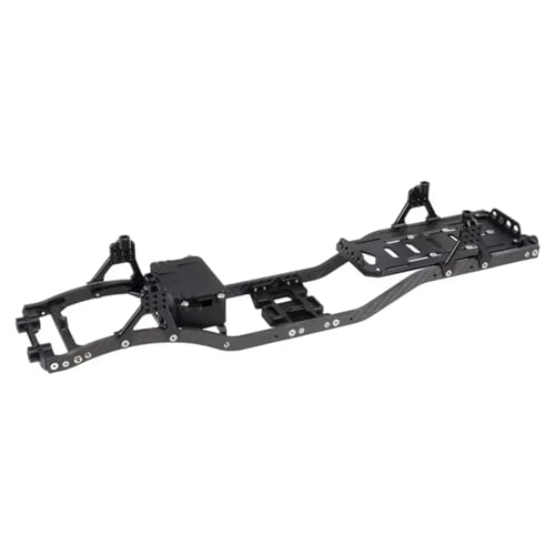 RC Car Frame Parts For SCX10 1/10 Carbon Fiber Rails Metal Brace Skid Plate Adjustable Shock Mount Tray Chassis Set Rc Car Accessories Upgrades Repair(Black) - color: Black