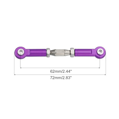 MECCANIXITY 4 Pcs Steering Servo Turnbuckle Rod RC Aluminum Alloy Linkages for HSP 1/10 94123 On-Road RC Car (Purple, 62mm) - color: Purple, size: 62mm