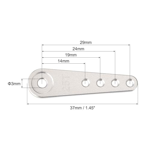 MECCANIXITY 6 Pcs Aluminum Servo Horn Long 25T 25 Teeth Steering Arm 37mm Length Silver Suitable for DIY RC Car/Boat/Airplanes Boat Model Accessories - color: Silver