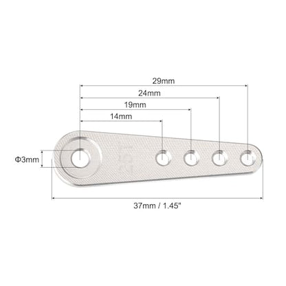 MECCANIXITY 6 Pcs Aluminum Servo Horn Long 25T 25 Teeth Steering Arm 37mm Length Silver Suitable for DIY RC Car/Boat/Airplanes Boat Model Accessories - color: Silver