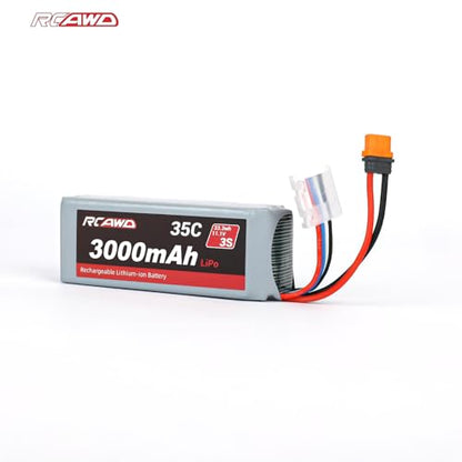 RCAWD 11.1V Lipo Battery 3S 35C 3000mAh with JST Plug IC2 Connector 3S 11.1V 1.6A Charger for Arrma Grom Mojave Typhon BLX Series Upgrades Part