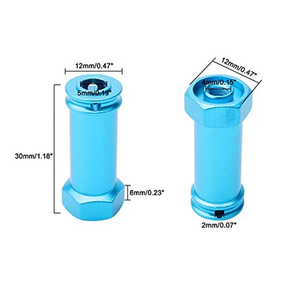 Pack of 4 Aluminum 12mm Wheel Hub Hex Adapters 30mm Extension Offset Upgrade Parts for Traxxas Slash 4x4 HQ 727 1/10 RC Short Course Truck, Blue - color: Blue
