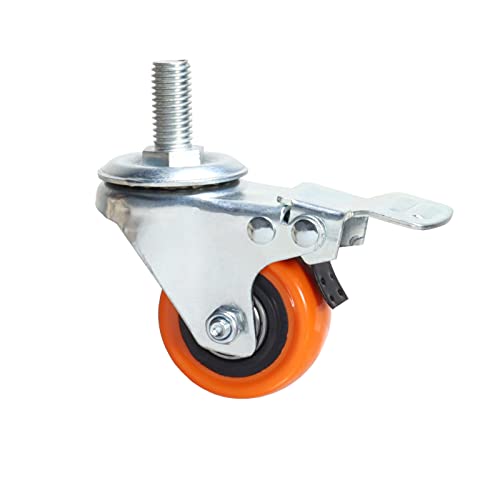 Heavy Duty Swivel Wheels, 3 Inch Yellow PVC Casters with Metric Stem M12-1.75x25mm Double Brakes Castors Safety Wheels up to 1200 Lbs/Set for Industry and Furniture Set of 4 - style: 2 Inch with brake