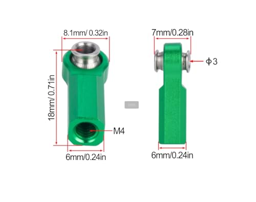 1/10 RC Crawler Rod Ends,4pcs M4 Aluminum Chassis Link Steering Rod Straight Rod Ends/Bend Rod Ends for 1/10 RC Crawler SCX10 TRX4 Capra VS4-10 Wraith (Straight 7mm B) - color: Straight 7mm B