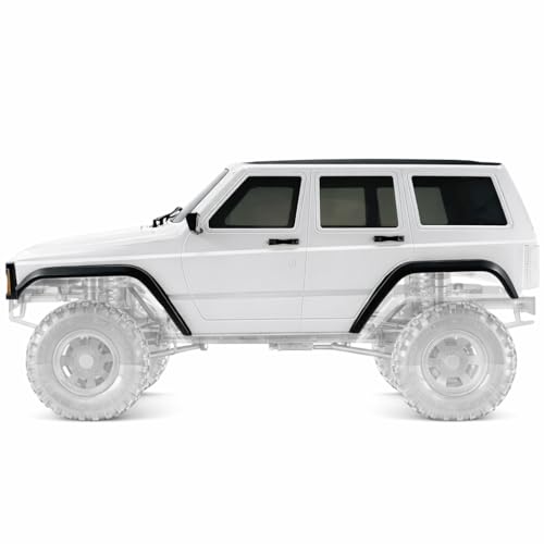 6.10in Wheelbase ABS Hardtop Cherokee Body for TRX4M Bronco Defender Chassis, 1/18 RC Crawler Body Shell with Front & Rear Bumpers (White) - color: White