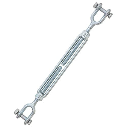 3/8" Jaw Jaw Turnbuckle Galvanized Jaw and Jaw Turnbuckle, Jaw Jaw Closed Body Marine Turnbuckle Jaw, 3500lbs Working Load Limit, Durable for Wire Rope Cable (3/8" x 6") - style: Jaw & Jaw-3/8 x 6