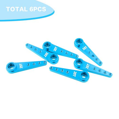 6PCS Aluminum 25T Servo Horn 37mm for Futaba Savox Power(Blue) | 25 Teeth Extension Steering Arm Server,Compatible with Futaba Savox Power HD HSP MG995 MG996 Servos,CNC Machining - color: 6pcs Blue