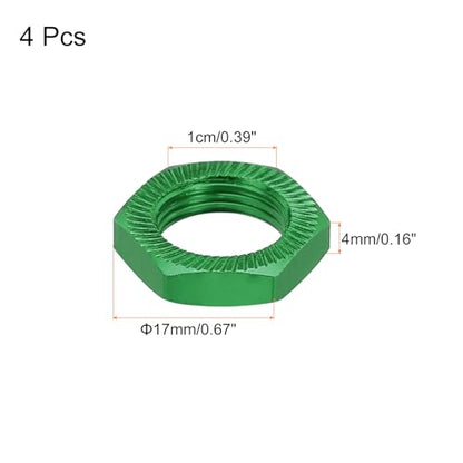 MECCANIXITY Aluminum 17mm RC Wheel Nut Thread M12x1.0mm Hex Wheel Nuts RC Wheel Nut for 1/8 RC Model Car Trucks Off Road Car Upgraded Parts Pack of 4(Green) - color: Green