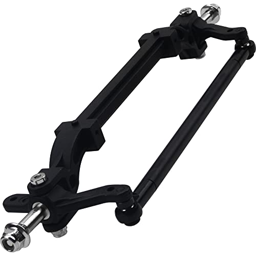 Metal Front Axle Steering Link Rod Pole Wheel Axle Compatible with Tamiya 1/14 RC Tractor Truck (Black) - color: Black