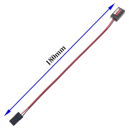 2Pcs ShareGoo 180mm JR Receiver Distribution Wire Servo Hub JR Style Servo Splitter Compatible with 1/8 1/10 1/16 RC Car Crawler Led Winch Roof Led Light Fans