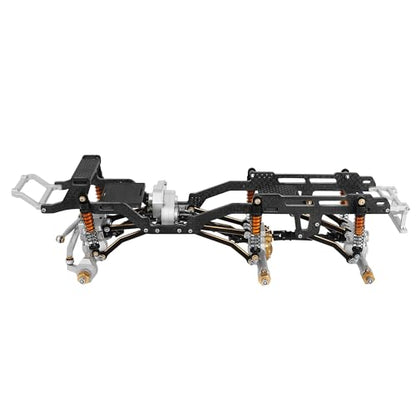 LCG 6x6 8×8 Carbon Fiber Chassis Frame with Metal Axles for 1/24 RC Crawler Car Axial SCX24 Refit Kit (6X6 Silver) - color: 6x6 Silver