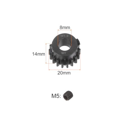 uxcell Mod 1 18T Pinion Gear 8mm Bore Hardened Steel Motor Rack Spur Gear for RC Car Truck Gear Drive