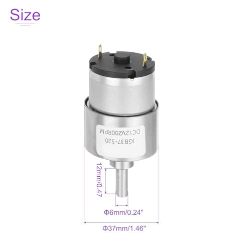 DMiotech Micro DC 12V 200RPM Geared Motor with Bracket Gear Reduction Motors 37mm Diameter Gearbox Micro Speed Reduction for RC Car, Robot Model, DIY Toys - style: 200RPM