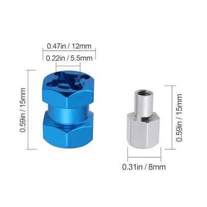 4-Pack HobbyPark 12mm Wheel Hex Drive Hubs Combiner Coupler Aluminum 15mm Offset Extension for 1/10 RC Crawler Car Parts (Blue) - color: Blue, size: 15mm Length