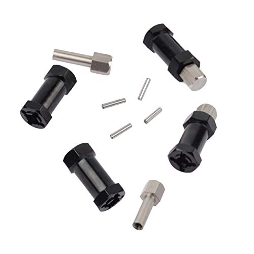 4PCS ShareGoo 12mm Aluminum Wheel Hex Hub 25mm Offset Extension Hex Drive Adapter Combiner Coupler Conversion Compatible with Axial SCX10 CC01 Jeep Wrangler D90 Wraith 1/10 RC Crawler,Black