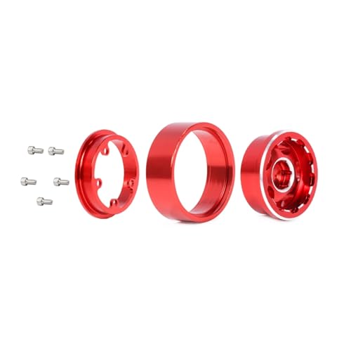 RC Models Parts For TRX4M For SCX24 AX24 For FCX24 Enduro24 1/24 1/18 4Pcs Aluminum 1.0 Beadlock Wheel Rims With Negative Offset RC Car Crawler Upgrade(Red) - color: Red