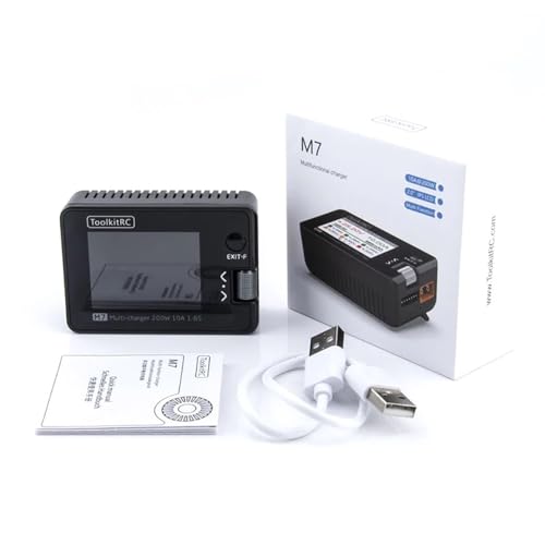 SPARKHOBBY ToolkitRC M7 200W 10A 1-6S Lipo High Power Lithium Battery Multifunctional Balance Charger Discharger 2.0inch LCD for RC Drones (1PC M7 Black) - color: 1pc M7 Black