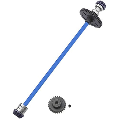 Metal Center Drive Shaft RC Car Central Transmission Shaft w/ 27T Motor Gear Upgrade Part Compatible with Wltoys 144001 1/14 RC Car Buggy (Blue) - color: Blue