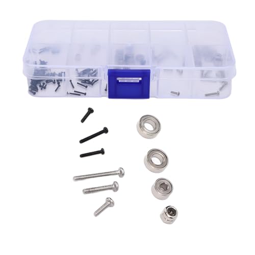 Generic 126PCS RC Screw Kit with Bearings & Nuts, Replacement for SCX30 1/30 RC Crawler Car, Steel Screw Assortment Set for Easy DIY Repair & Maintenance