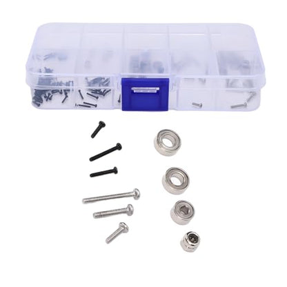 Generic 126PCS RC Screw Kit with Bearings & Nuts, Replacement for SCX30 1/30 RC Crawler Car, Steel Screw Assortment Set for Easy DIY Repair & Maintenance