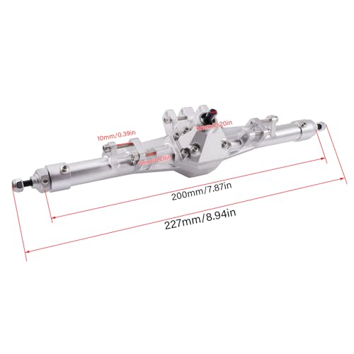 CNC Aluminum Rear Axle Assembly for 1/10 RC Crawler, Metal Axle Housing Upgrade Part for H10 RC Crawler (Black/Silver) (Silver) - color: Silver